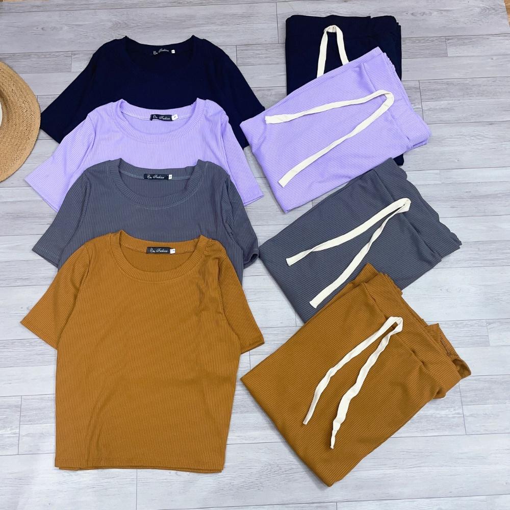 Bộ váy thun dài bigsize gồm áo thun tay ngắn cổ tròn croptop kết hợp chân váy xẻ thun dài có dây - SET17 - Màu Đen