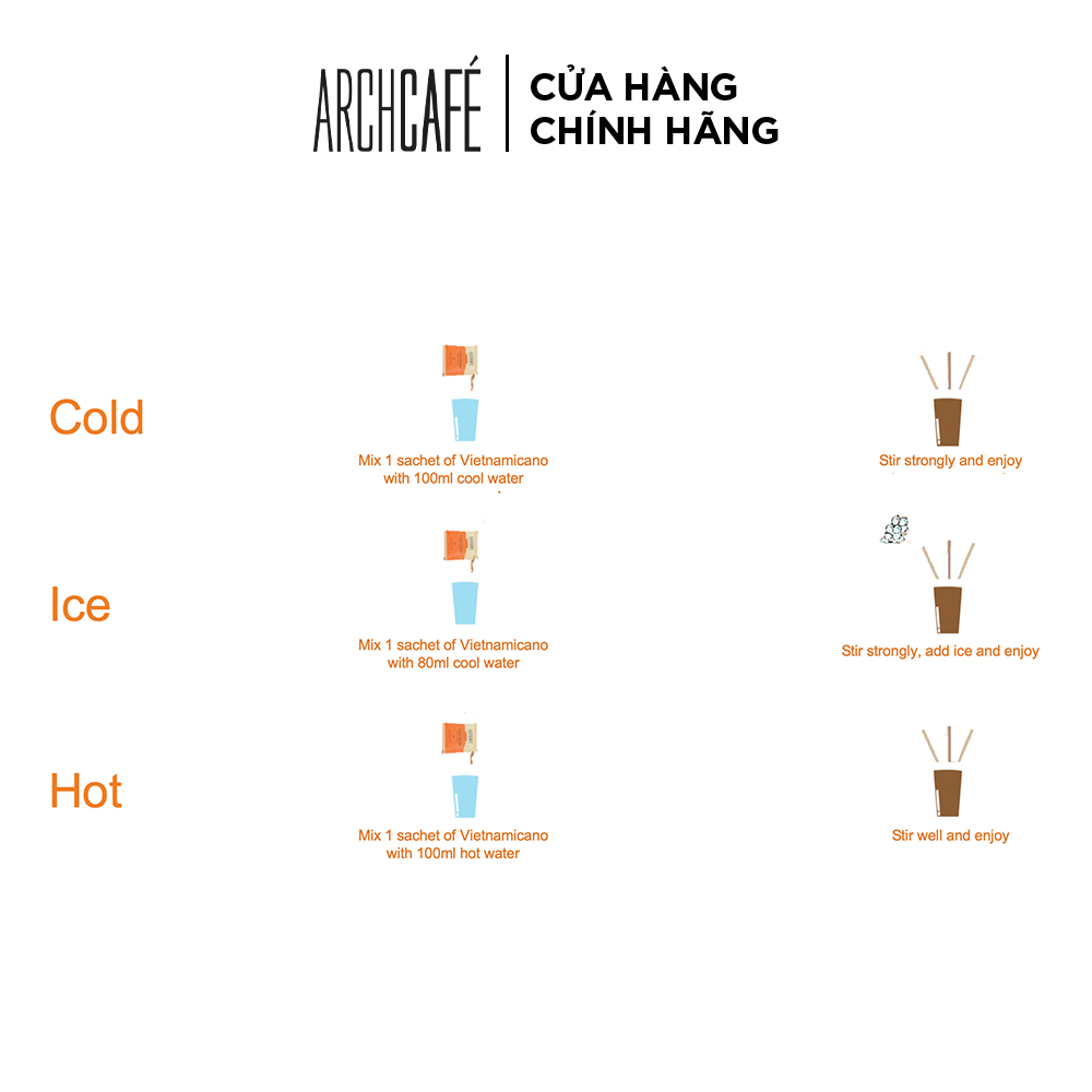 Cà Phê Đá Việt Nam - Cafe hoà tan Archcafé (hộp 12 gói x 13g)