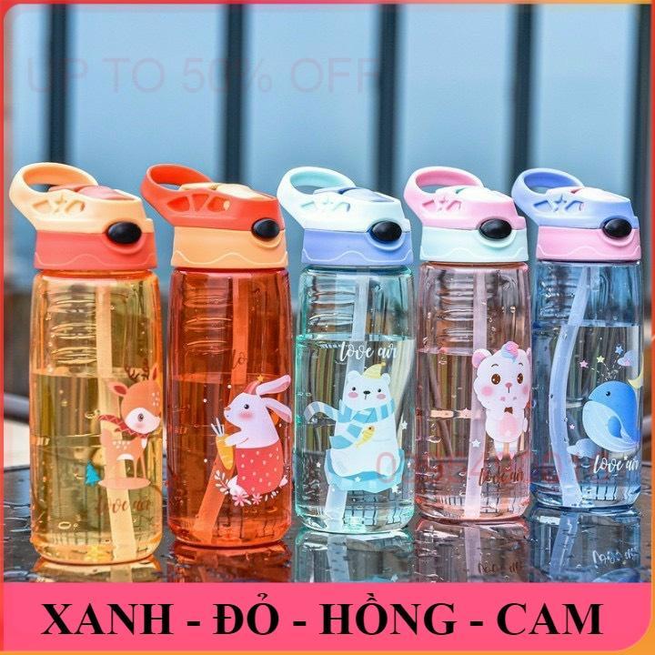 Bình Tập Uống Nước đựng Sữa Chống Sặc 450ml Cao Cấp Có Quai Chịu Nhiệt Tốt An Toàn Cho Bé mang đi học, đi chơi, du lịch