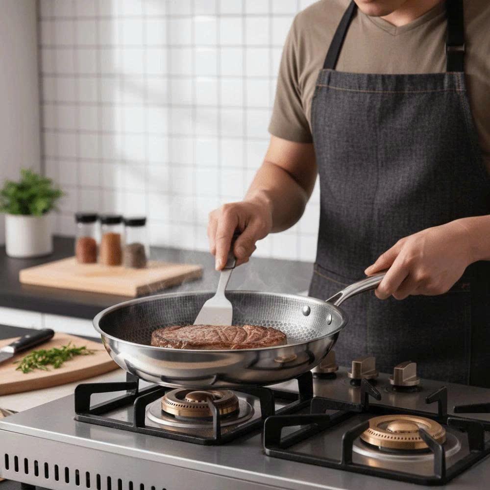 Chảo Chống Dính Vân Tổ Ong 28cm, 30cm, đáy phẳng và 18 cm32cm Lòng Sâu, Phù Hợp Mọi Loại Bếp