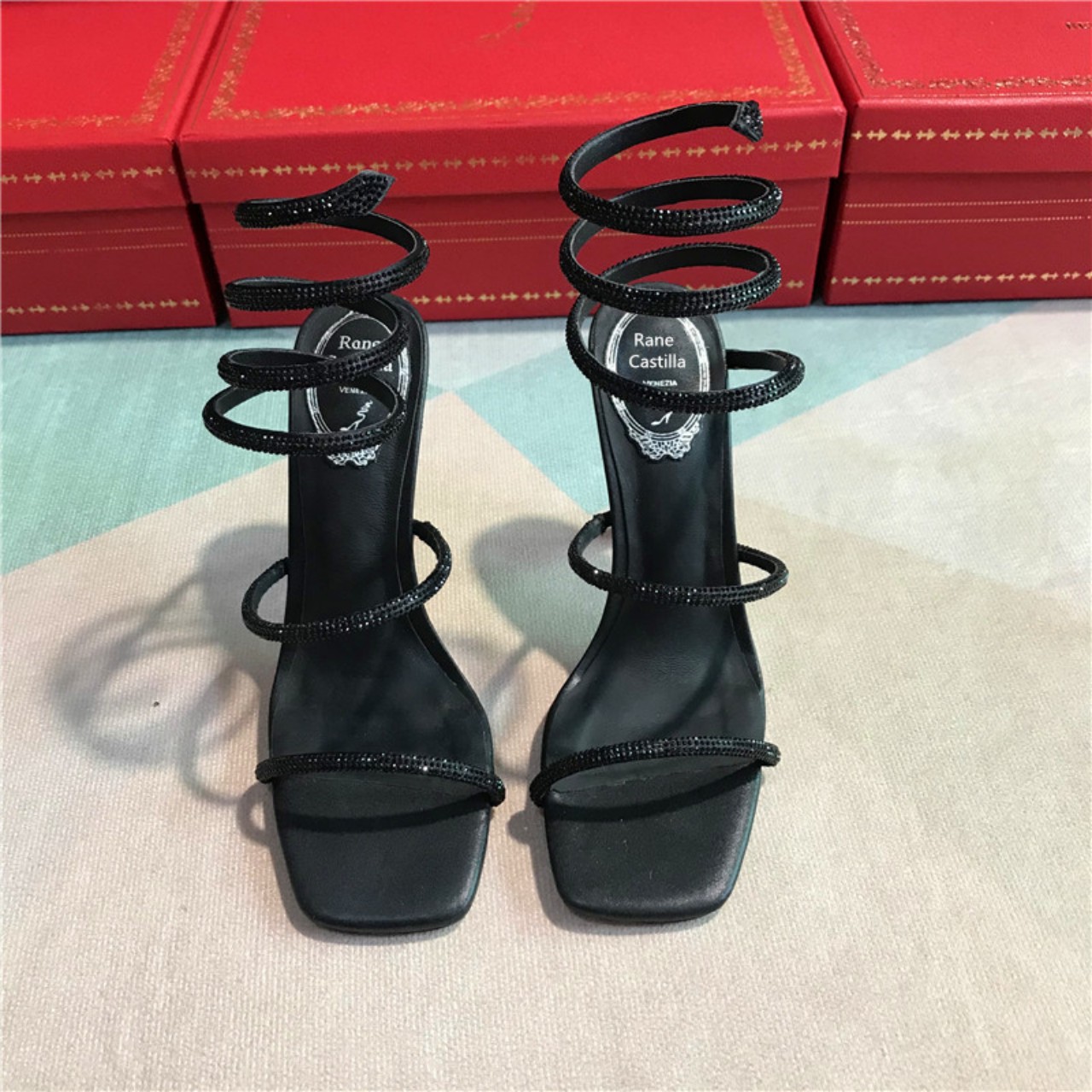 Giày Sandal KDS66 Mũi vuông Gót Nhọn Cao 7P