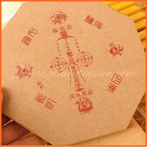 Gương Bát quái Tiên Thiên Lồi/Lõm Cạnh Vàng tặng Móc treo,Ngũ vị bao sái