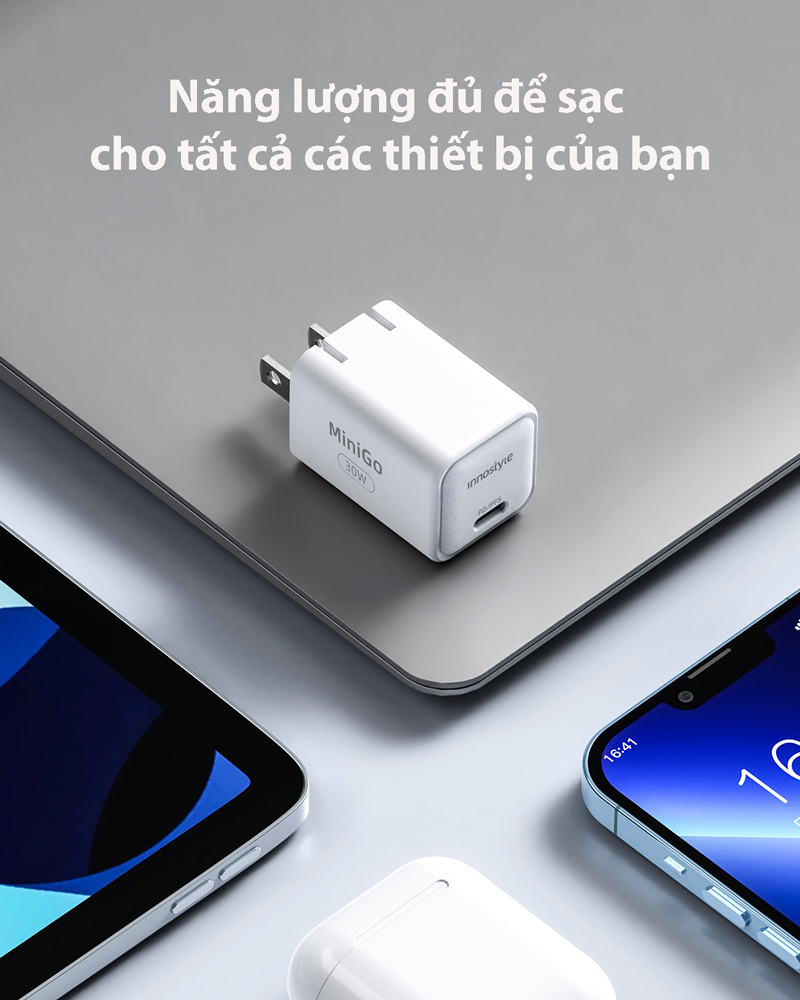 Sạc nhanh siêu nhỏ Innostyle Minigo GAN II 30W PD/PPS- Hàng chính hãng