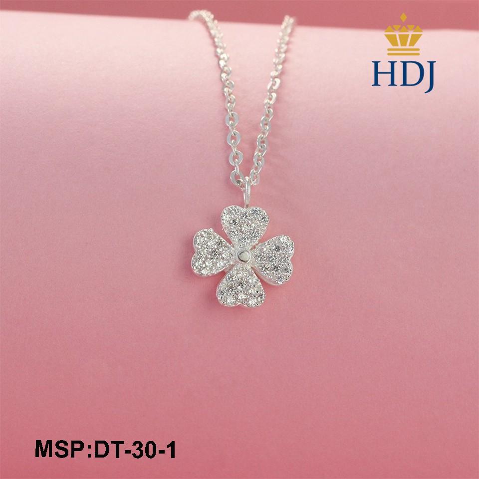 Dây chuyền bạc nữ mặt hình cỏ 4 lá đính đá sang trọng trang sức  HDJ mã DT-30-1