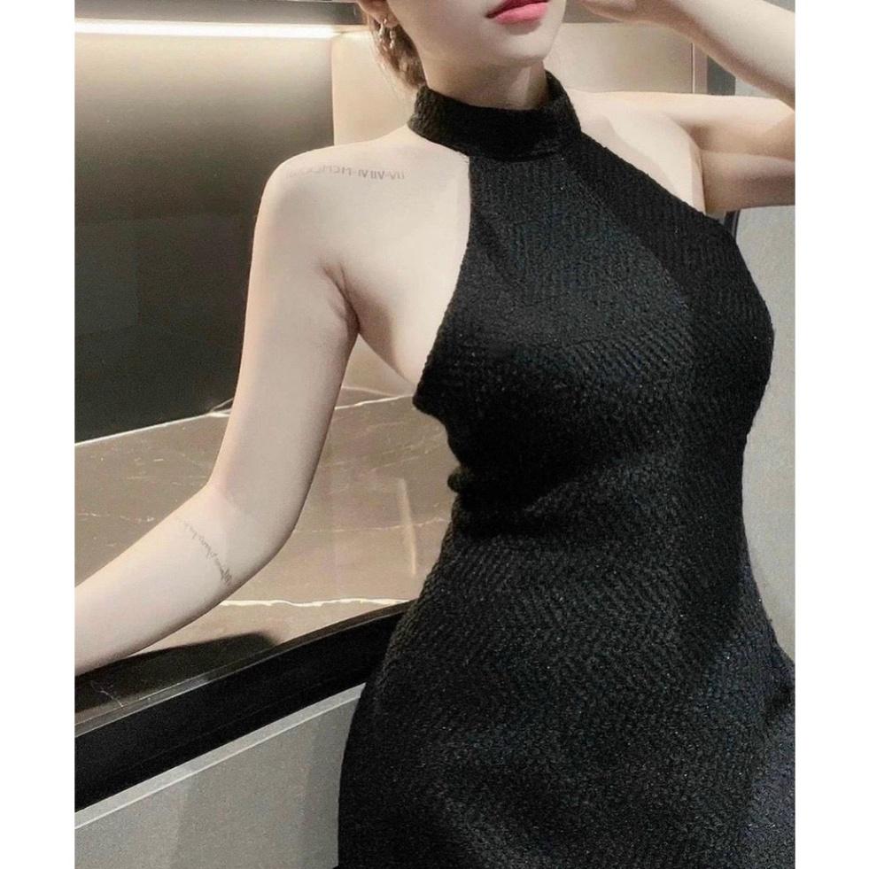 Đầm Đen Cổ Yếm Tôn Dáng đi biển dự tiệc dạo phố bigsize gợi cảm sexy
