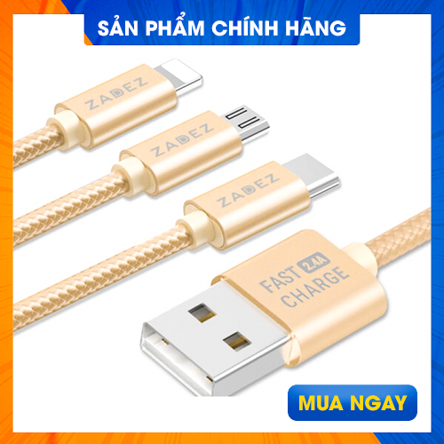 Cáp micro-USB sạc nhanh và truyền dữ liệu 3 trong 1 ZCC-180 - Hàng Chính Hãng