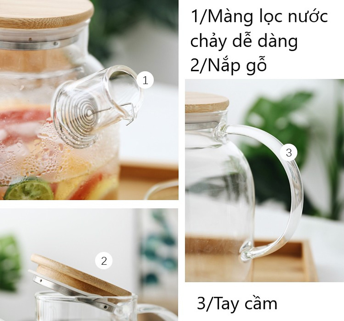 Ấm đun nước thủy tinh cao cấp kiểu Nhật 1L - TN