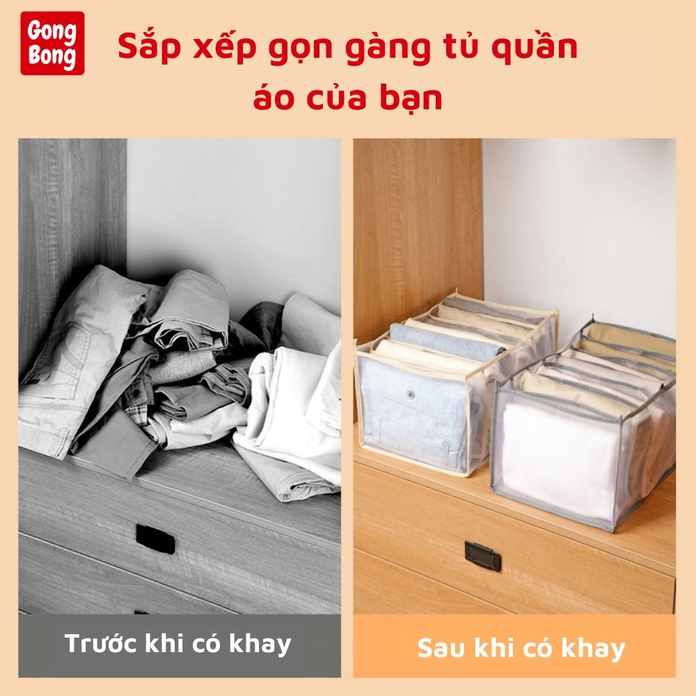 Khay túi vải size to đựng quần áo Khay đựng quần jean 7 ngăn Túi sắp xếp quần áo cho tủ áo gọn gàng tiện lợi