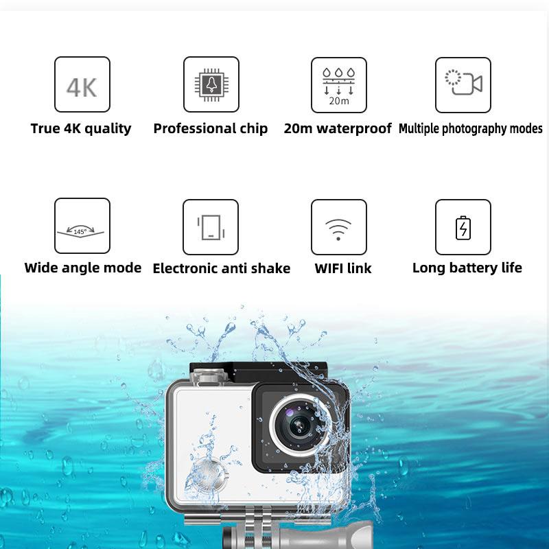 Phiên bản toàn cầu Máy ảnh thể thao Seabird 4K/30 Khung hỗ trợ Đi xe Lặn SDIO3.0 Máy ảnh thông minh truyền tốc độ cao
