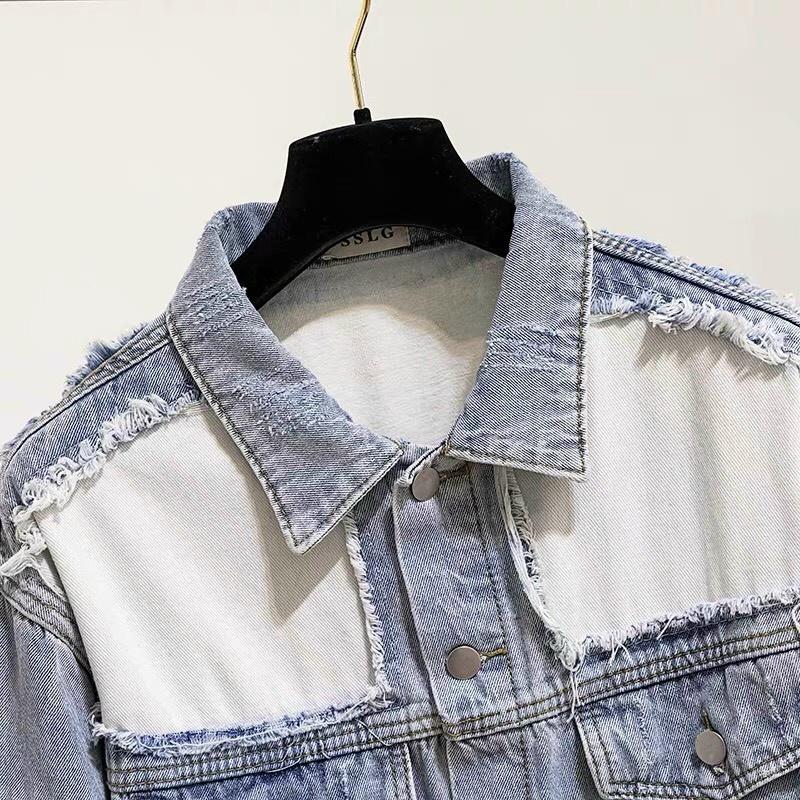 Áo khoác nữ chất jean cao cấp thời trang form dưới 58Kg xanh- vai đắp