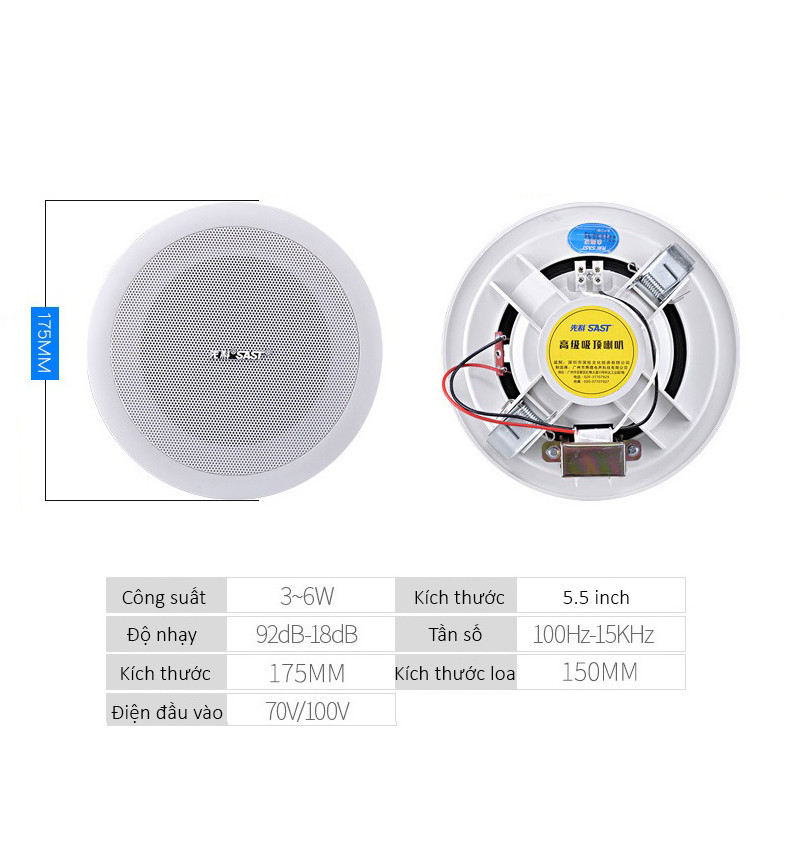 Loa Âm Trần Độc Đáo Chất Âm Hay SAST 5 inch S1-4 Hàng Chính Hãng