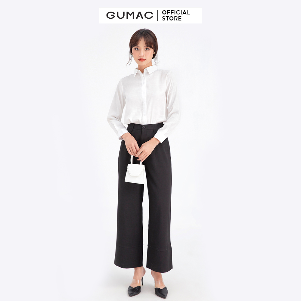 Quần tây nữ xếp ly ống rộng GUMAC QB663