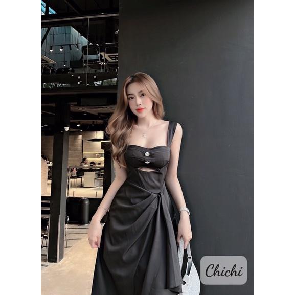 Váy khoét eo xẻ đùi đi tiệc