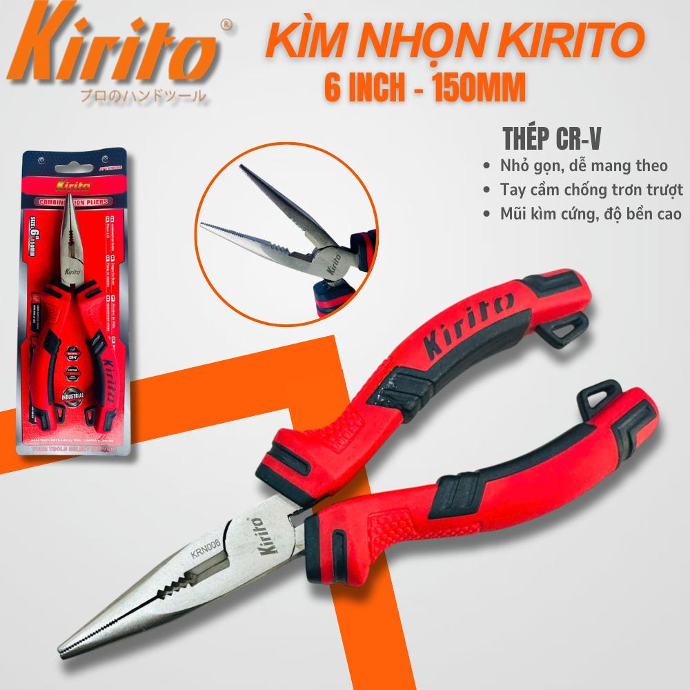 Kìm nhọn Kirito Japan cỡ 6 inch chính hãng chất liệu thép CRV không gỉ siêu cứng siêu bền