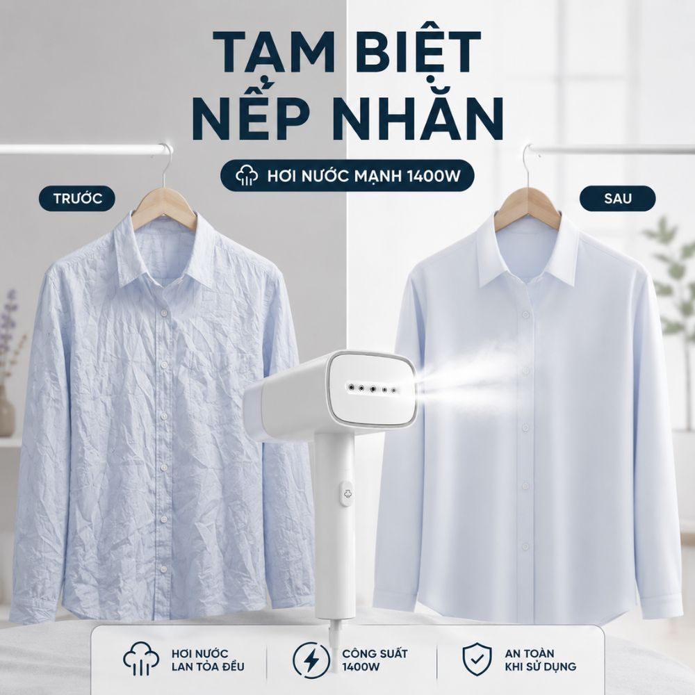 Bàn ủi hơi nước cầm tay Kachi MK464 1400W | Ủi nhanh, nhỏ gọn - hàng chính hãng