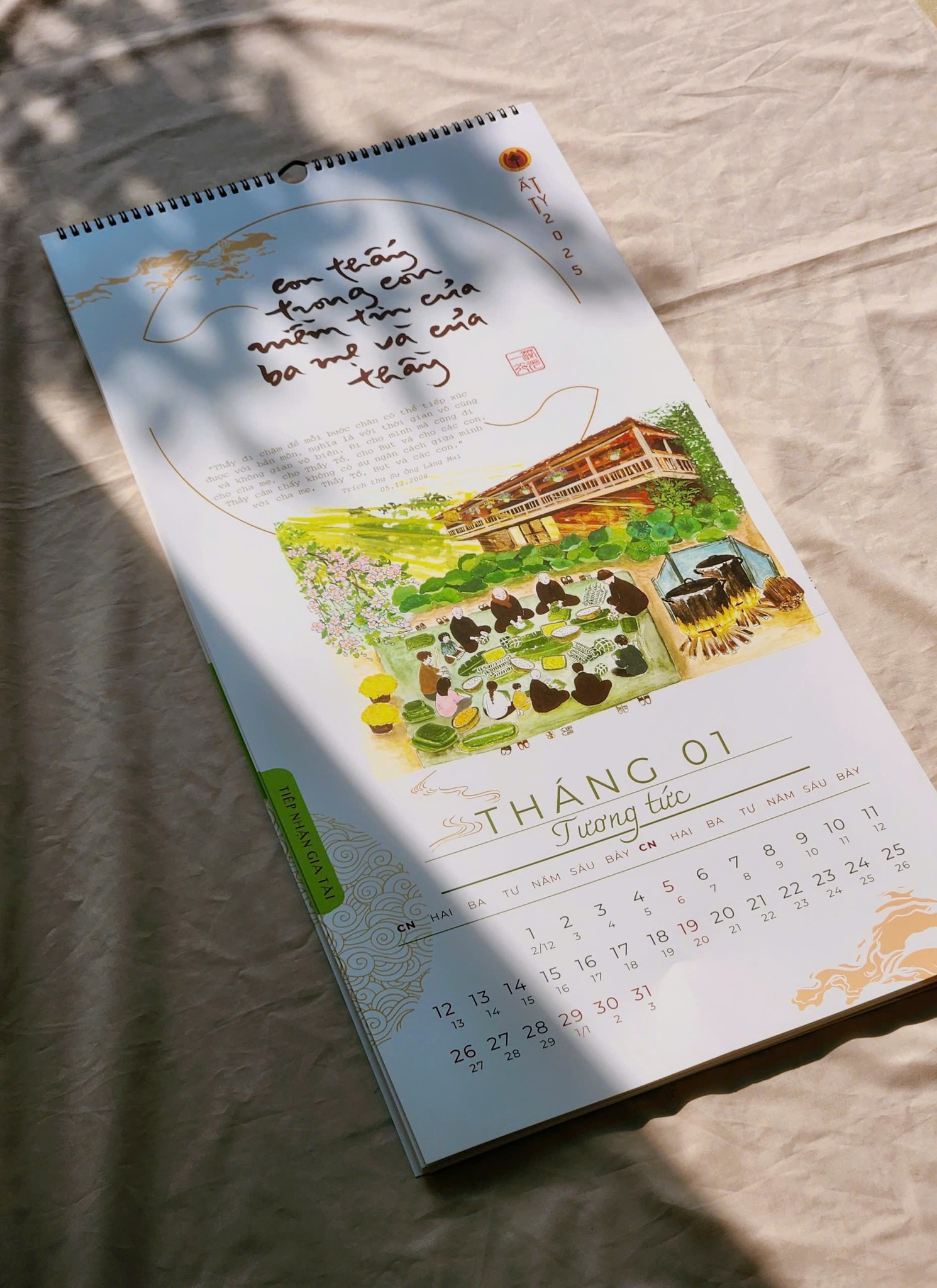 Bộ Lịch Thư Pháp Làng Mai 2025 &quot;Ý THỨC EM MẶT TRỜI TỎ RẠNG&quot; - Thích Nhất Hạnh - Nhà Sách An Thư