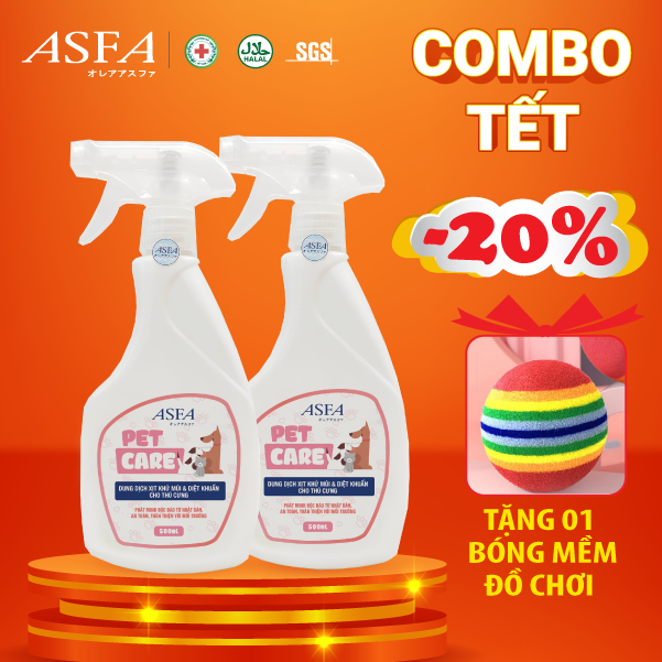 [Combo 2 chai] Nước Xịt Khử Mùi, Diệt Khuẩn Cho Chó Mèo ASFA Pet Care 500ml