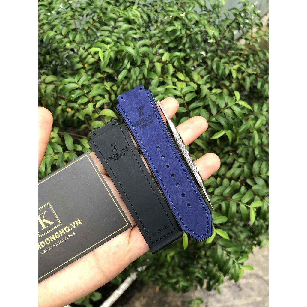 GIÁ HỦY DIỆT Dây đồng hồ HUBLOT nam lót da lộn xanh dương case 42 size 19 - 25 - 22