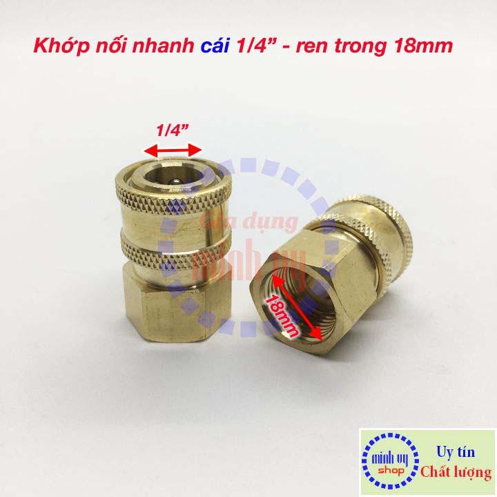 Khớp nối nhanh 1/4" ren 13mm 14mm 18mm 22mm dành cho may rua xe cao ap gia dinh mini