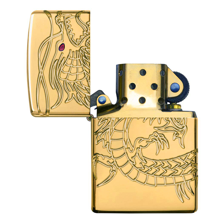Bật Lửa Zippo 29265 - Bật Lửa Zippo Armor Red Eyed Dragon 360 Degree Engraving Gold Plate