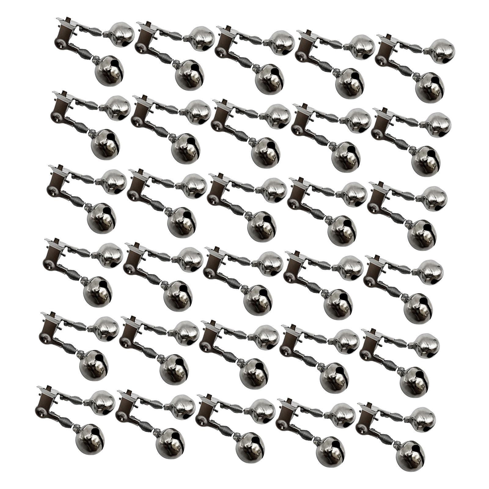 30x Fishing Rod Bell Dual Bells Iron Tackle Practical Indicator Loud Sound Fishing Rod Alarm Clip with Light Clip for Fishing Supplies