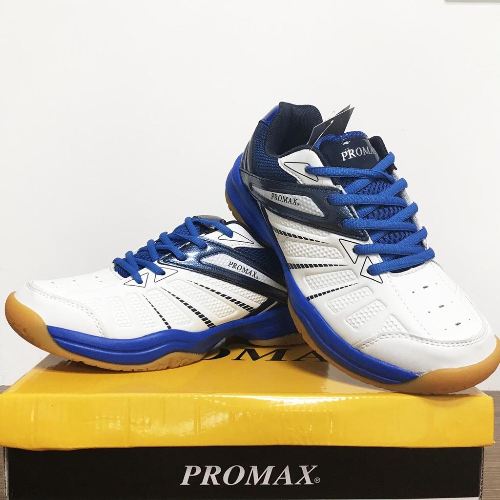 {Size 36-44) Giày cầu lông - bóng chuyền nam nữ Promax rẻ siêu nhẹ màu trắng xanh