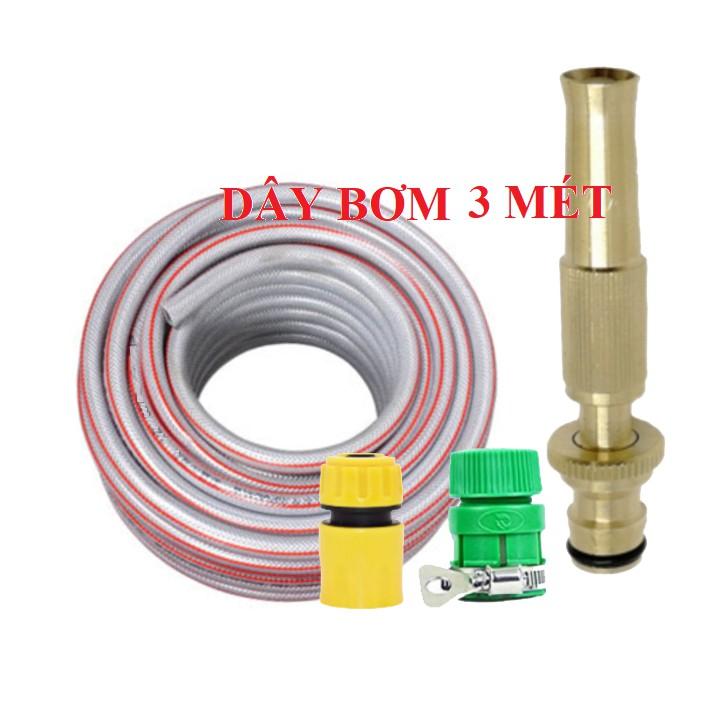 Bộ dây vòi xịt nước rửa xe, tưới cây . tăng áp 3 lần, loại 3m,5m 206587 cút sập,nối vàng+ tặng mở chai