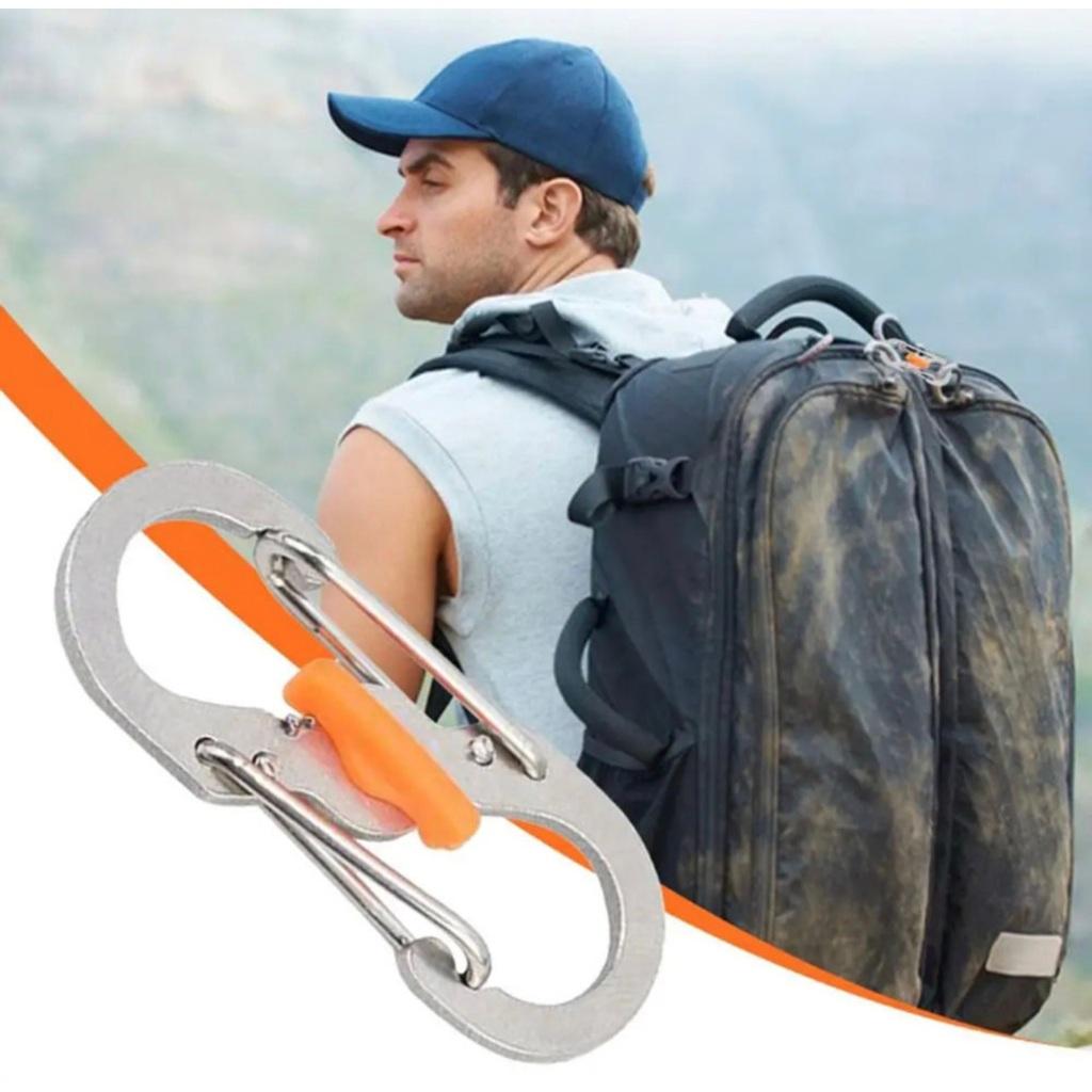 Khóa móc chống trộm hình số 8 nhỏ bằng thép cho ba lô_túi xách