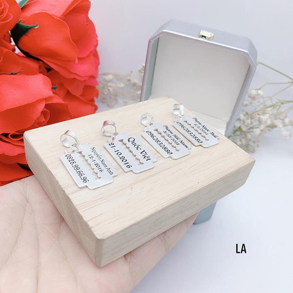 Dây chuyền vòng cổ bạc bé trai mặt khắc chữ miễn phí MS140120,phụ kiện,Vàng bạc an chi