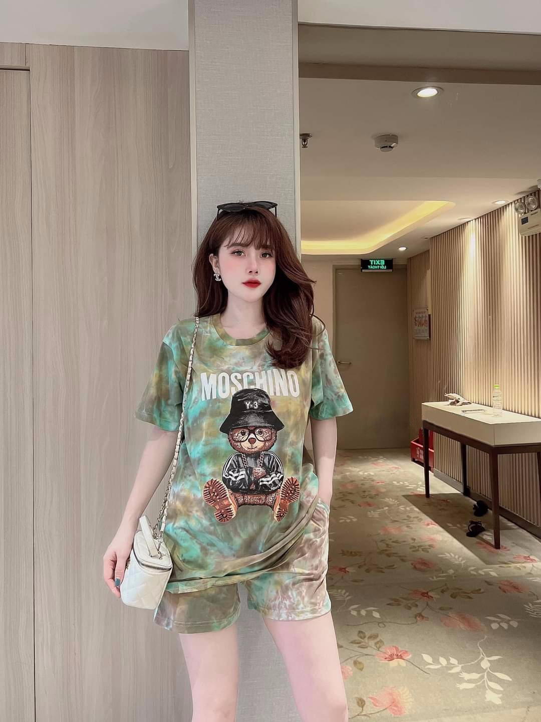 Đồ bộ thun lạnh form rọng in hình gấu 3D loang màu (3 màu 4 size lựa chọn