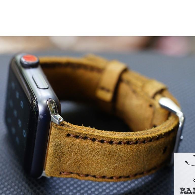 Dây apple watch da bò lộn nâu vừa handmade - RAM classic 1960 - RAM leather
