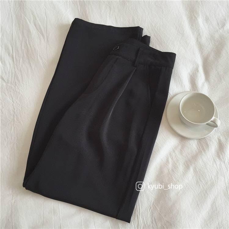 Quần tây đen ống rộng suông dài Hàn Quốc phong cách Ulzzang (Có Bigsize, Size Đại) - Quần Culotte Kyubi QT0021