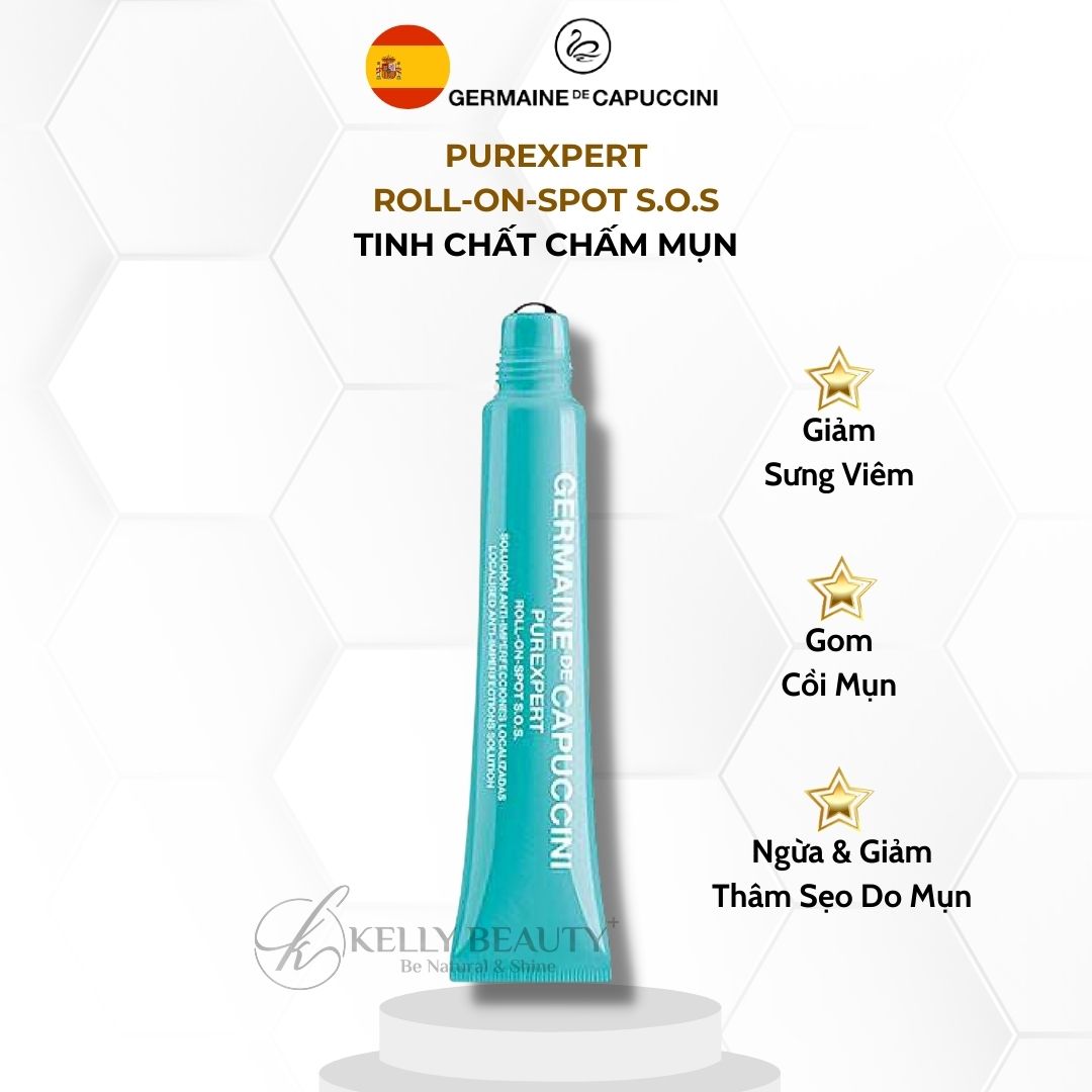 Tinh Chất Chấm Mụn Germaine PUREXPERT Roll On Spot S.O.S - Giảm Sưng Viêm, Gom Cồi Mụn; Ngừa Thâm Sẹo | Kelly Beauty