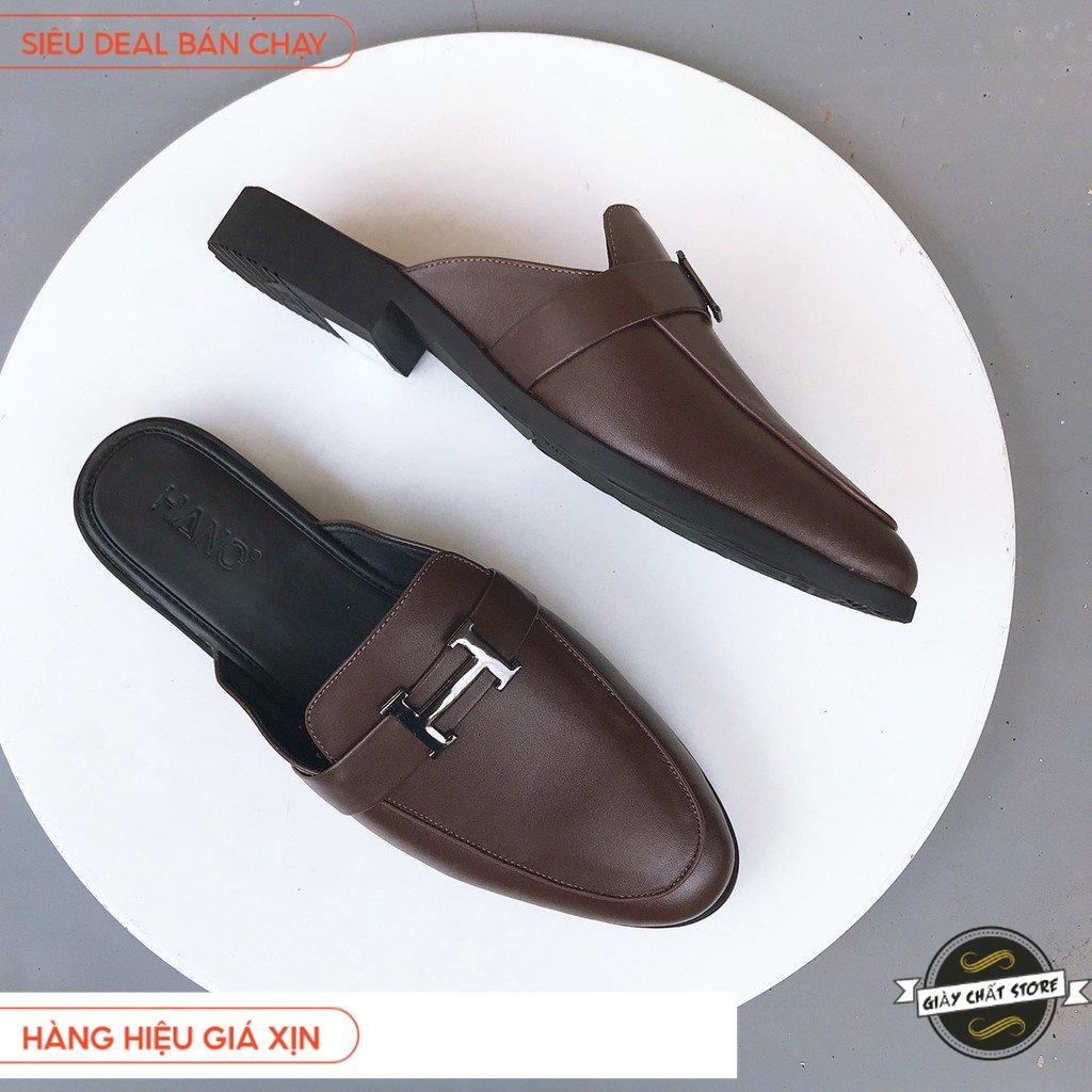 Sục nam giày bít mũi đai chữ h da Pu hàng xịn VN02