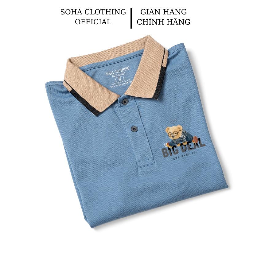 Áo POLO nam cổ bẻ Gấu BIGDEAL VIỀN vải cá sấu dệt kim xuất xịn,chuẩn form, sang trọng ,thanh lịch - SOHA CLOTHING