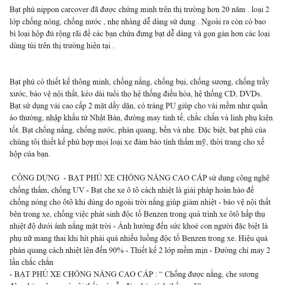 Bạt Phủ Xe Ô Tô 4 Đến 7 Chỗ 2 Lớp Dù Phản Quang bạt gọn gàng sau khi sử dụng