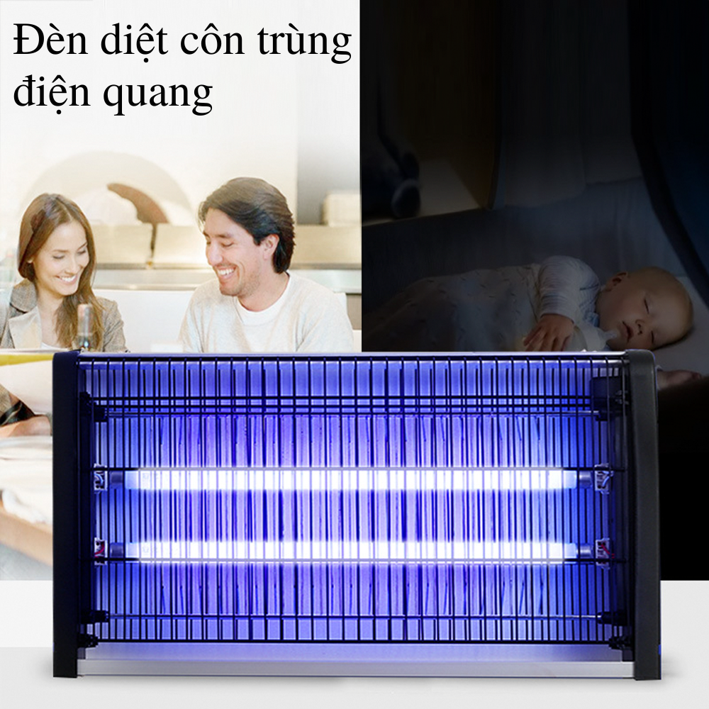 Đèn bắt muỗi và các loại côn trùng điện quang cao cấp CTFAST 02 - Máy diệt ruồi tự động bằng sóng ánh sáng, điện cao áp thiết kế lưới bảo vệ an toàn hoạt động êm ái, sử dụng tại nhà, cơ quan trường học