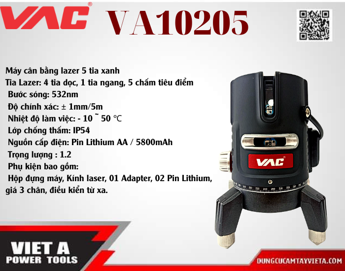 máy cân bằng laser vac 5 tia xanh - va10205 4