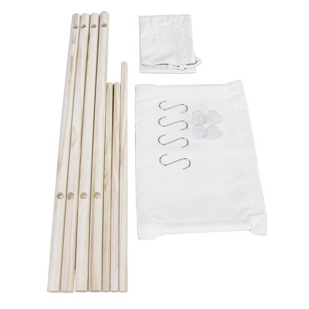 Giá đỡ treo dụng cụ bằng gỗ đi cắm trại có lớp lưới đựng tiện dụng