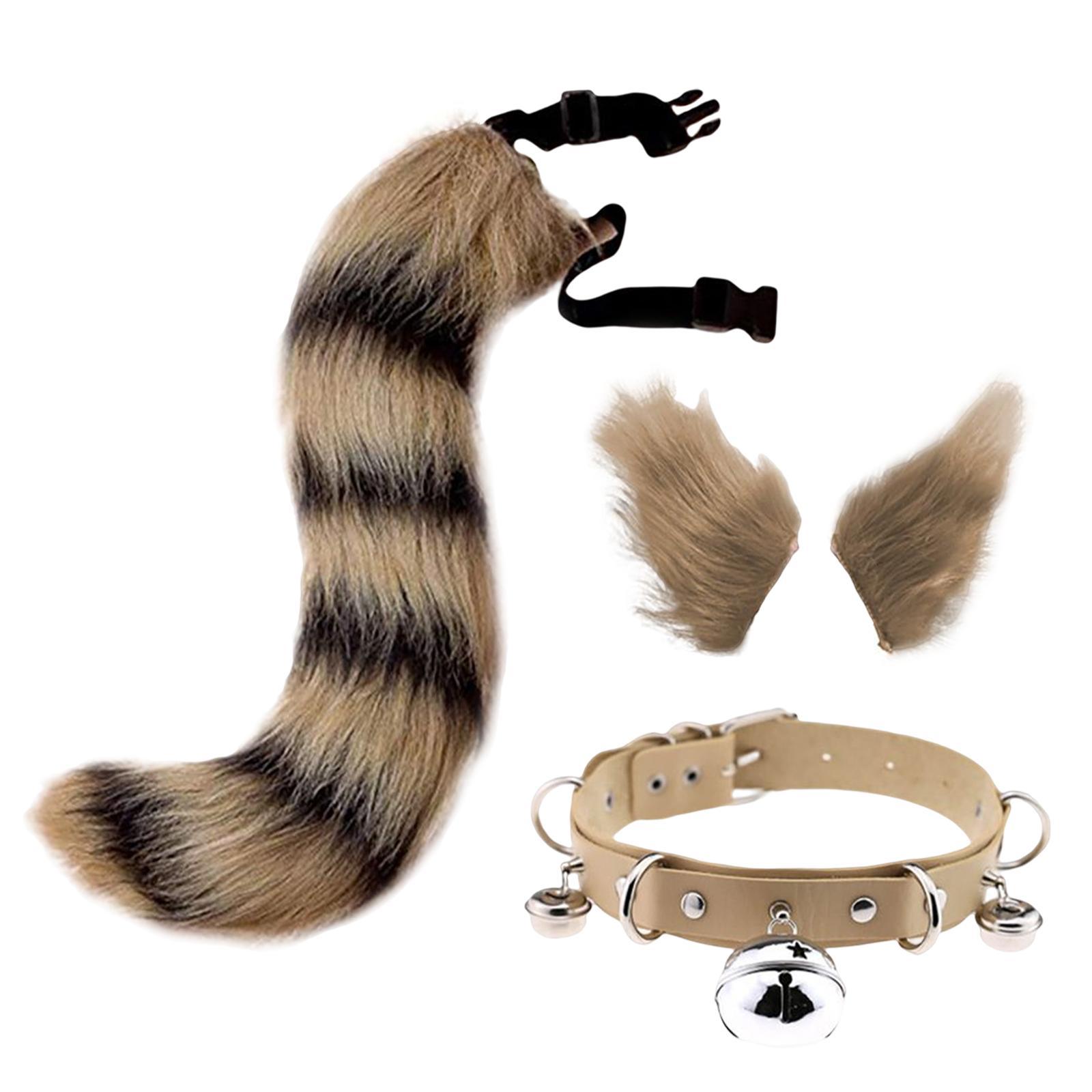 Cosplay Costume Set Fur Cat Ears Long Tail for Role Play Masquerade