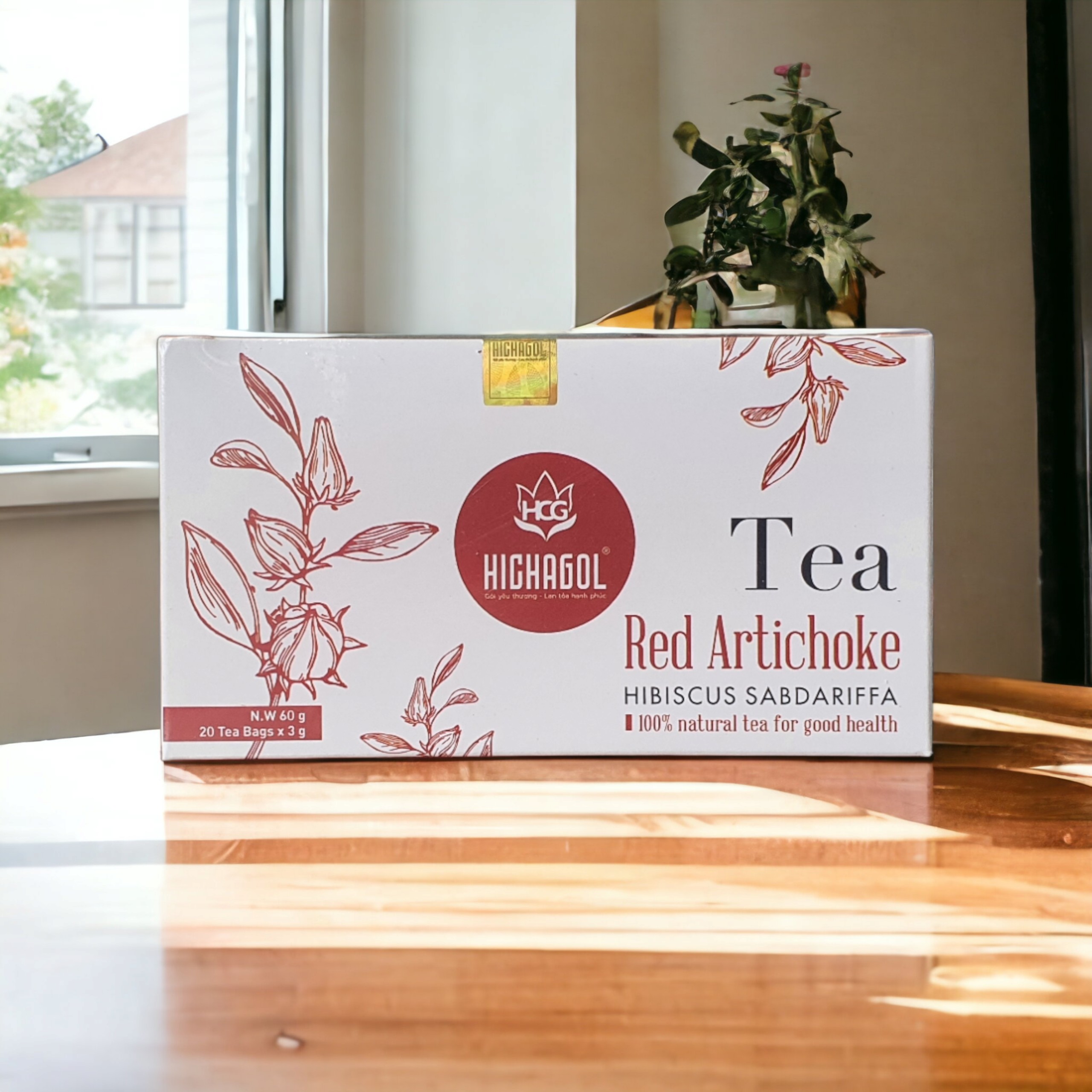 Trà túi lọc Atiso đỏ thảo mộc, hộp 20 gói. Hỗ trợ mát gan, ngủ ngon, bổ sung vitamin C....