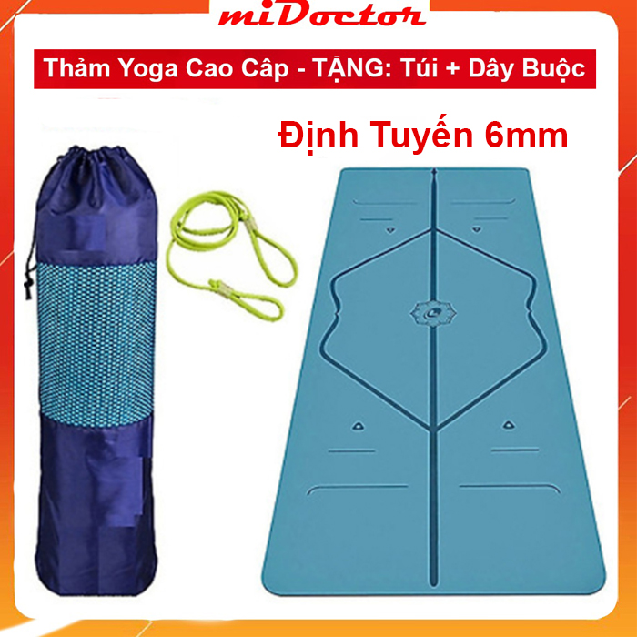 Thảm Yoga Định Tuyến 2 Lớp 6mm miDoctor + Bao Đựng Thảm Yoga Định Tuyến + Dây Buộc (Màu Ngẫu Nhiên)