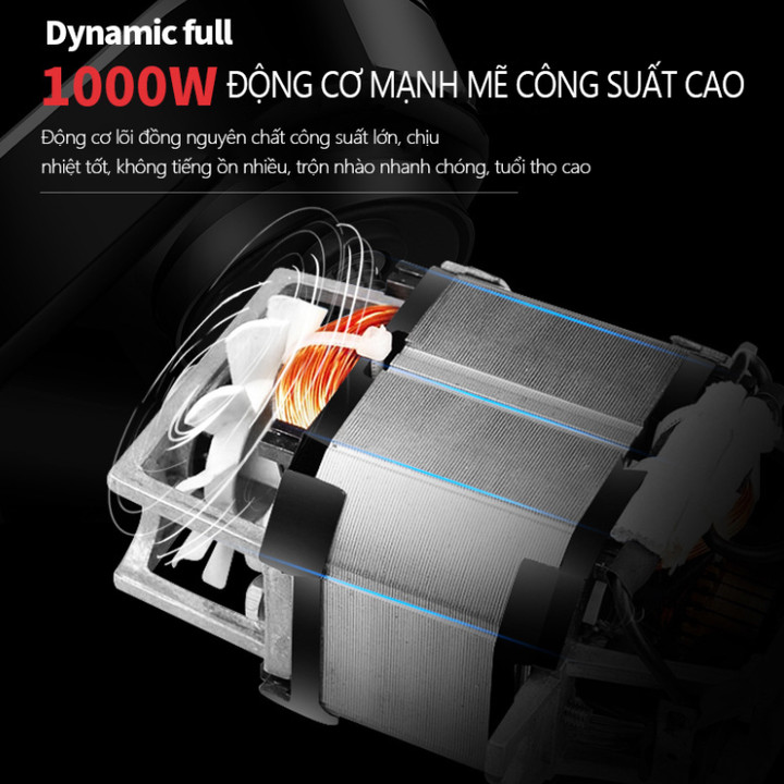 Máy trộn bột, Máy nhào bột, đánh trứng cao cấp DSP KM3030 Công suất 1000W, dung tích 5 lít - Hàng nhập khẩu