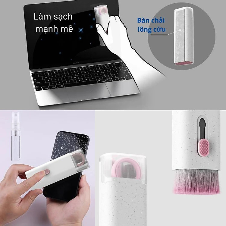 Bộ Dụng Cụ Vệ Sinh Tai Nghe, Bàn Phím Máy Tính Laptop, điện thoại Đa Năng 7in1, Nhỏ Gọn, Tiện Lợi - Multifuntional Cleaning Brush Hàng chính hãng nhập khẩu