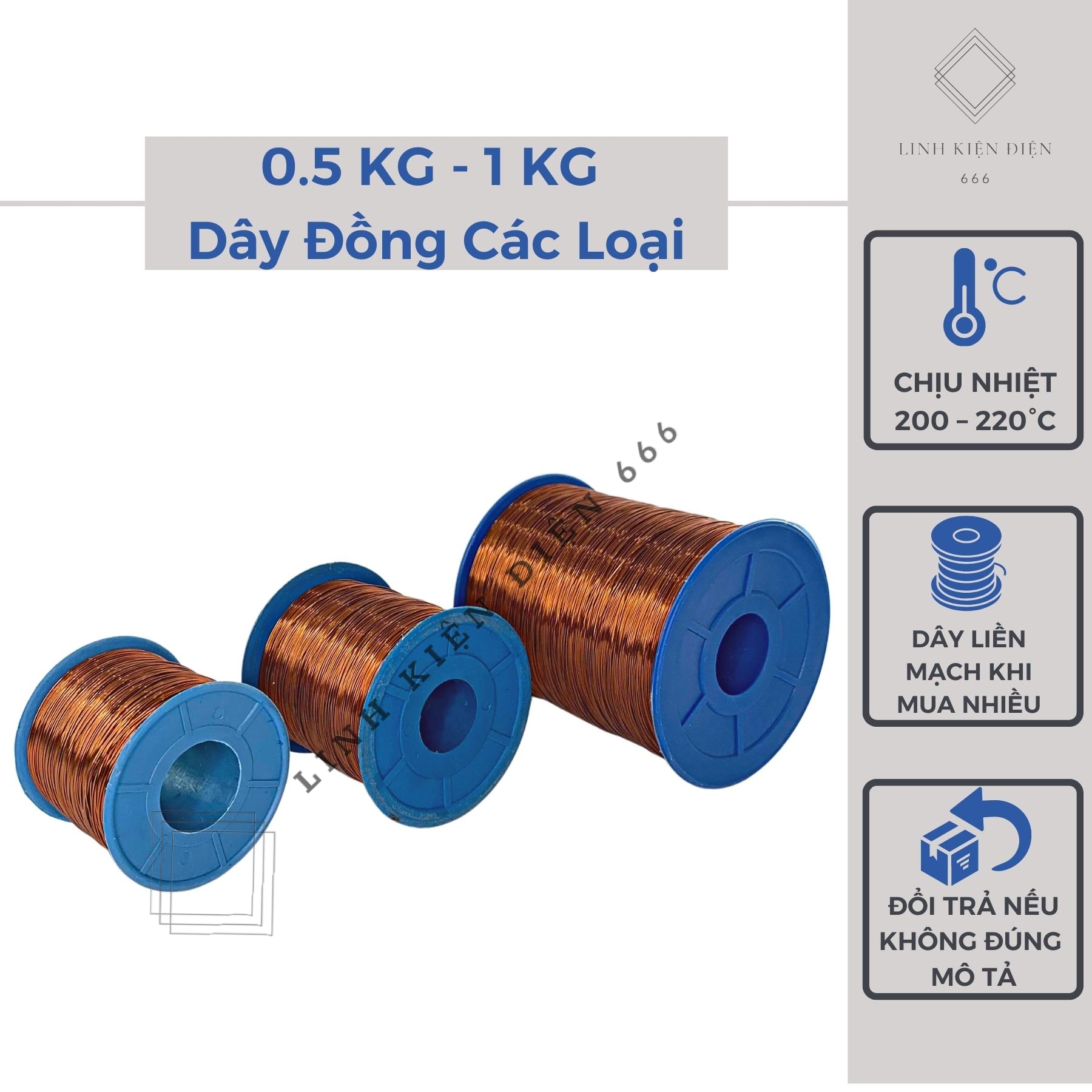 Dây Đồng Cách Điện 0.5 Kg và 1 Kg Quấn Biến Áp Quấn Motor