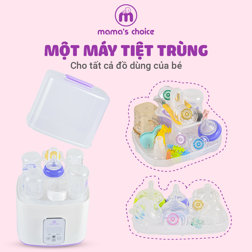 Máy Tiệt Trùng Bình Sữa Mama’s Choice 5in1 Tích Hợp Chức Năng Sấy Khô Phụ Kiện và Hâm Sữa Cho Bé, BH Chính Hãng 12 Tháng