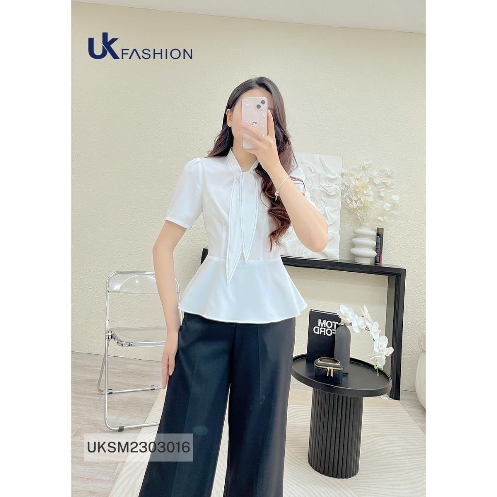 Áo Sơ Mi Nữ NK Fashion Thiết Kế Eo Xòe Kết Hợp Nơ Điệu Chất Vải Nhập Hàn Cao Cấp UKSM2303016