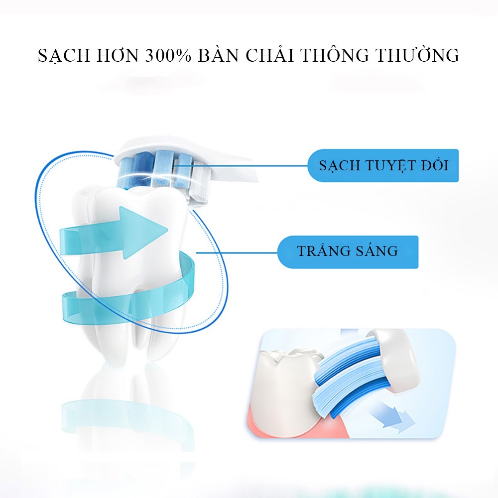 Bàn chải điện sạc USB Bàn chải đánh răng điện tự động 6 chế độ cao cấp chống nươc