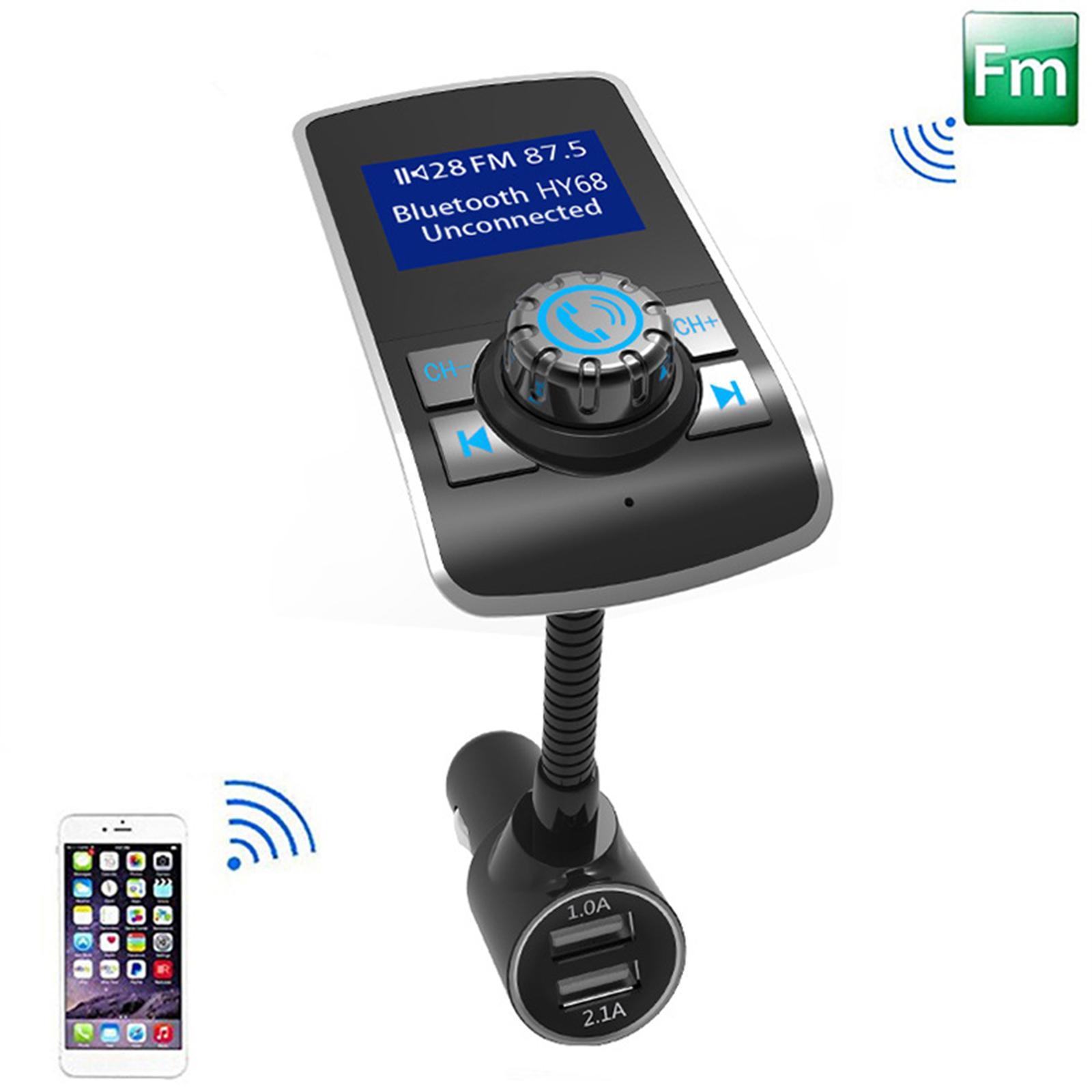 LCD FM Transmitter Car MP3 Player Support TF Card for Phone w/Mic AUX Port