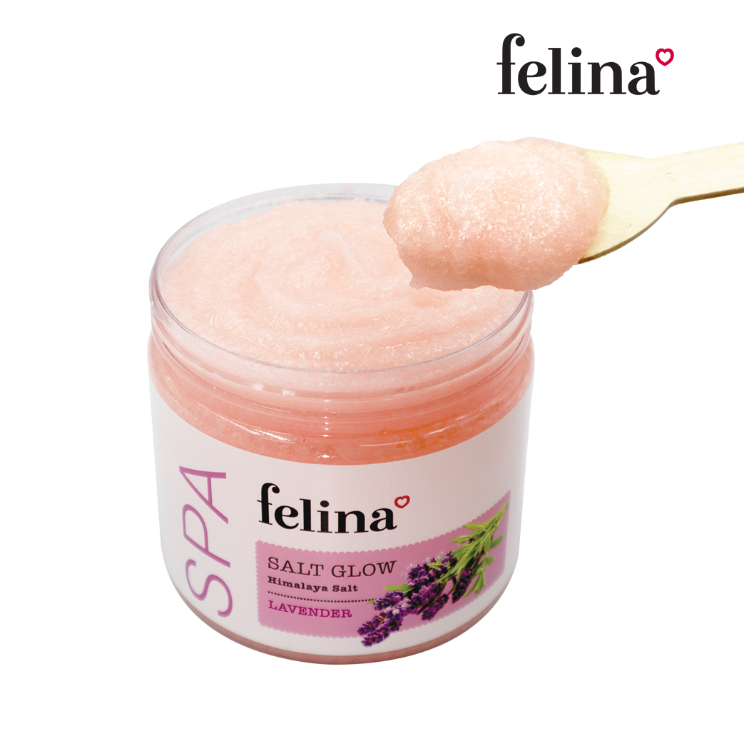 Muối tắm tẩy tế bào chết body Felina Home Spa 500g từ hạt muối hồng Himalaya thanh khiết giúp da sạch sâu, sáng mịn